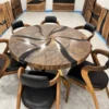 Walnut Round Black Epoxy Table