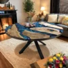 Walnut Blue Round  Epoxy Table