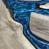 Walnut Blue Round  Epoxy Table