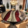 Walnut Red Round  Epoxy Table