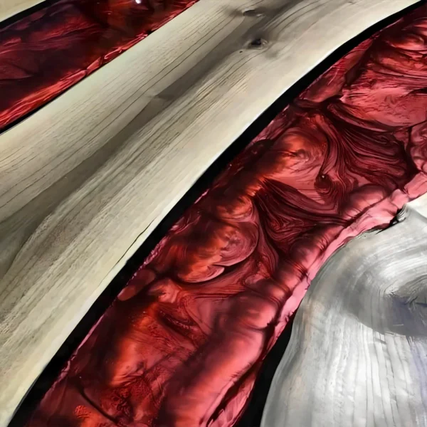 Walnut Red Round  Epoxy Table