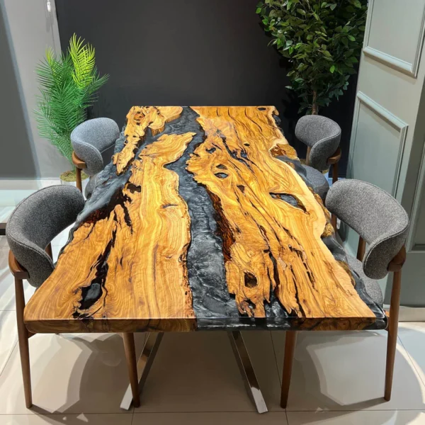 Olive Gray Epoxy Table